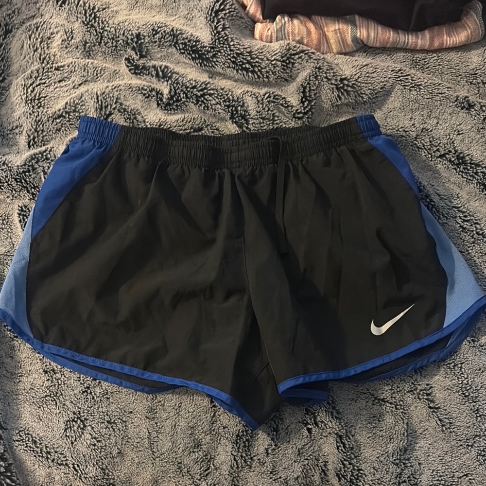 Nike Black and Blue Athletic Running Shorts